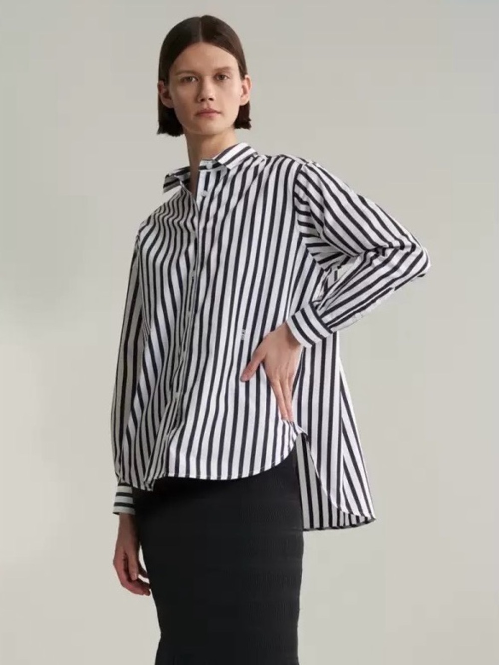 Toteme Striped Button-Down Shirt - Black & White